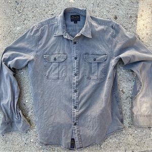 LUCKY BRAND Montana Miter Workwear Long Sleeve Shirt - Gargoyle (Grey) - Medium